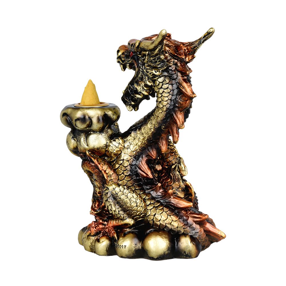 Copper Dragon Backflow Cone Incense Burner - 6"