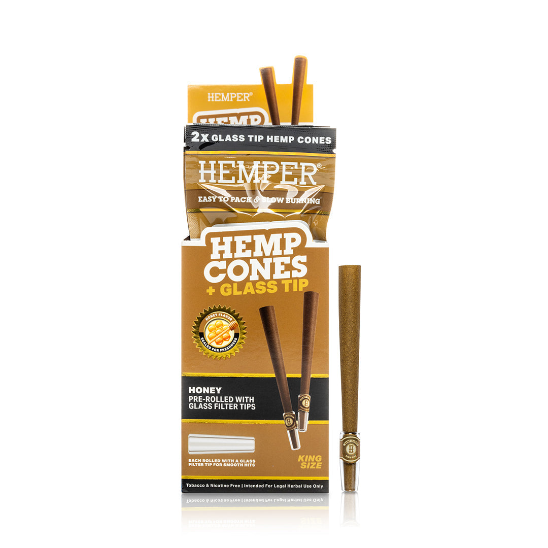 Pre-Rolled King Size Glass Tipped Hemp Cones | 2PK