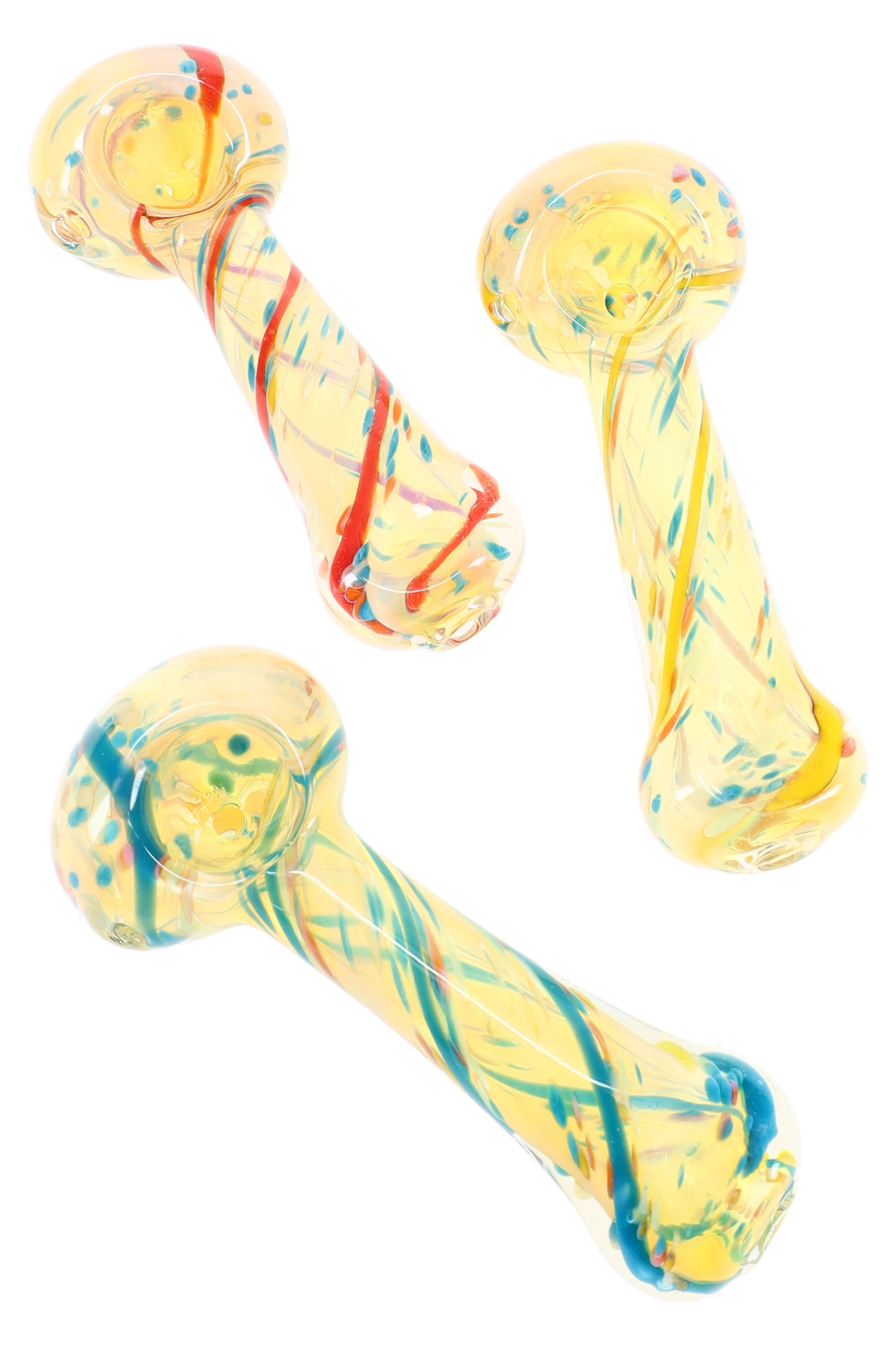 Color Changing Spiral Stripe Glass Pipe “Confetti Drift” – 4″ – Assorted Colors
