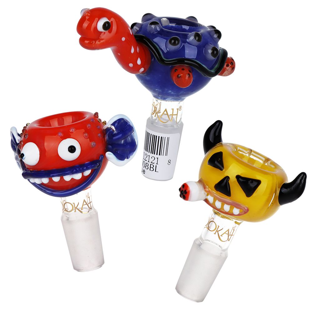 48CT DISPLAY - Lookah Glass Novelty Herb Slides [Set C] and Display Tree - Assorted Styles / 14mm M