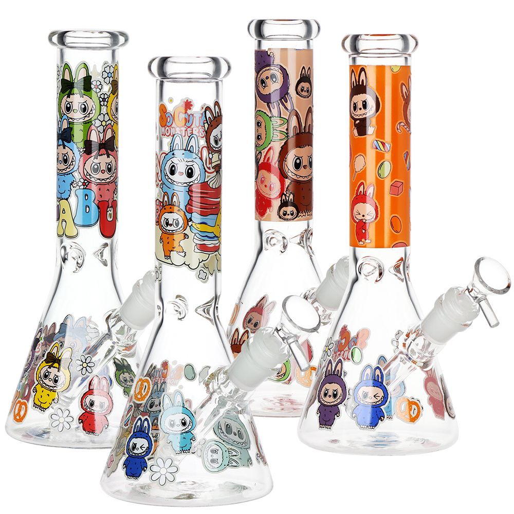 Labubu Beaker Glass Water Pipe Bong | 9.75" | 14mm F | Designs Vary