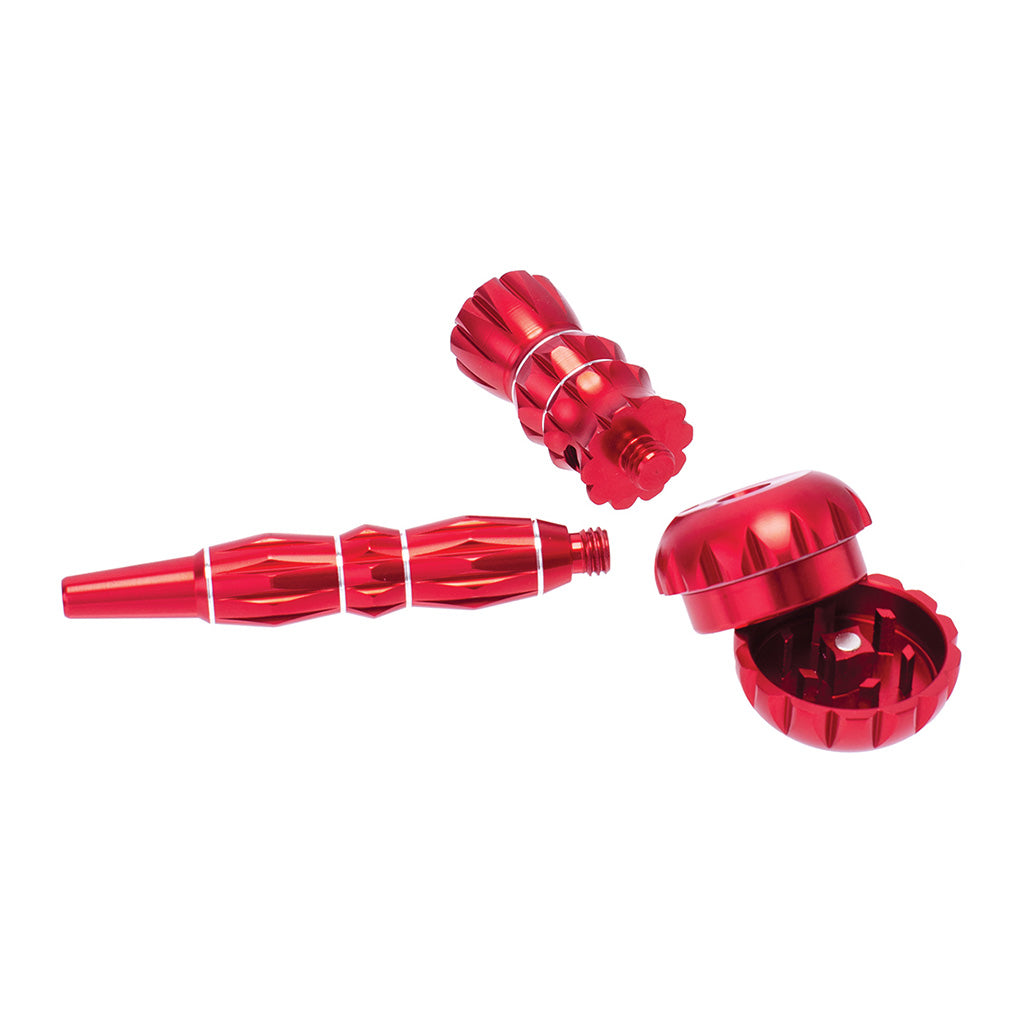 ALUMINUM RIBBED SMOKING PIPE WITH GRINDER