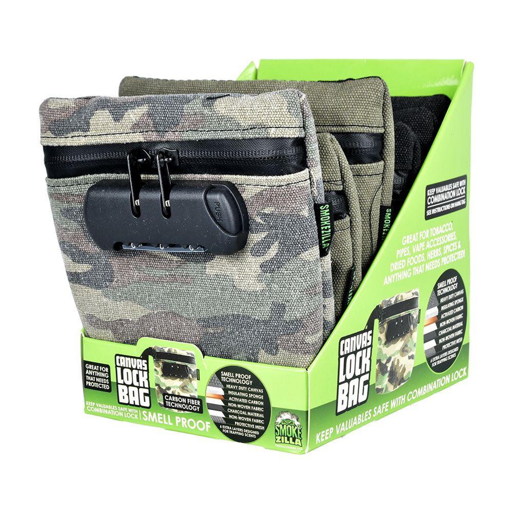 Smokezilla Smell Proof Locking Canvas Bag - 6"x6.25" / 6ct