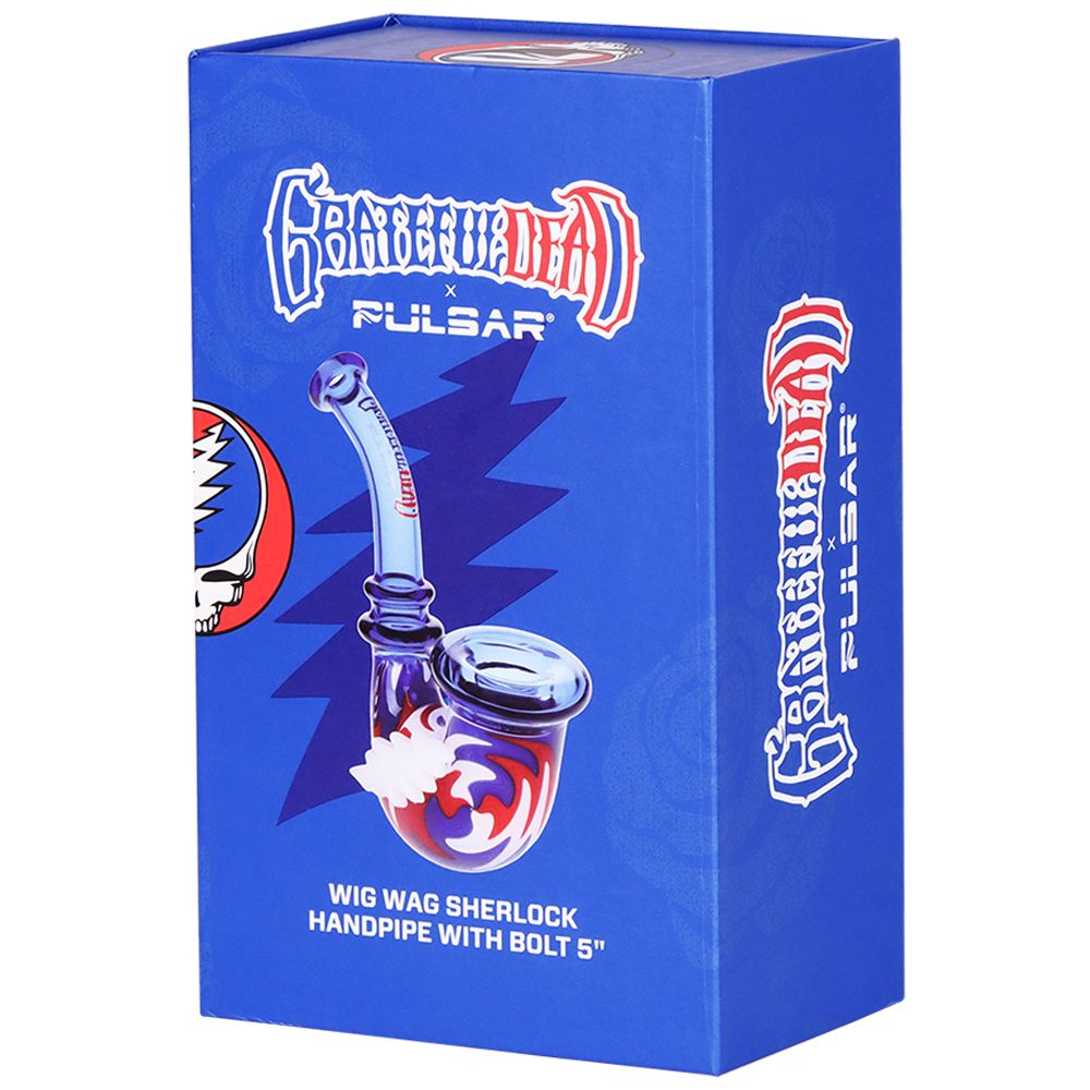 Grateful Dead x Pulsar Bolt Handle Wig Wag Glass Sherlock Pipe - 5"