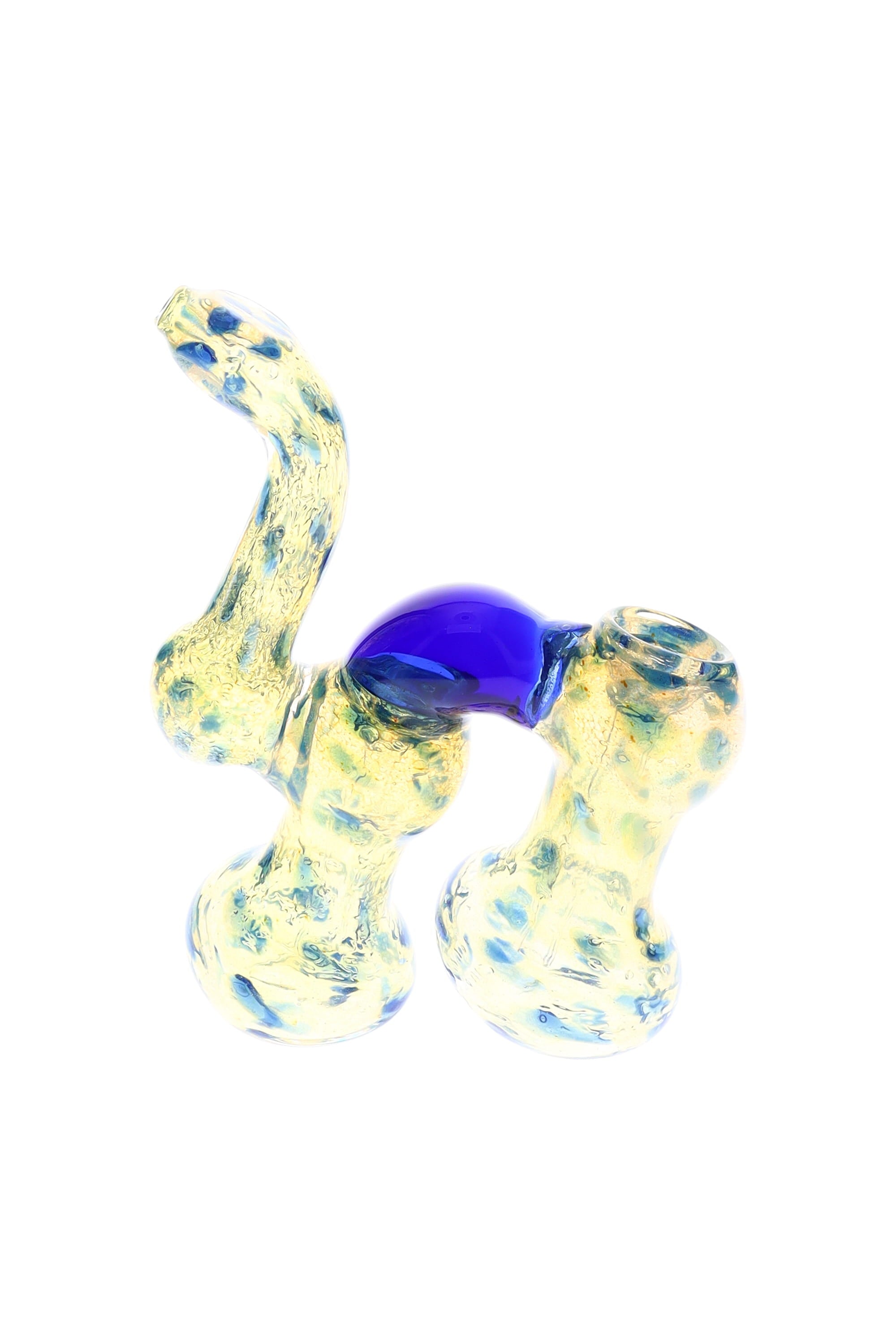 Color-Changing Dotted Double-Chamber Sherlock Bubbler “Blue Bridge” – 7″