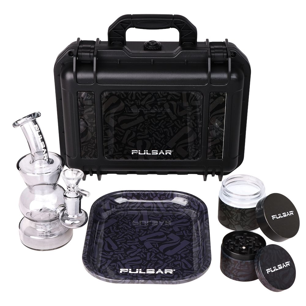Pulsar Bent Neck Water Pipe Smoker's Hard Case Travel Set | 5.75" | 14mm F