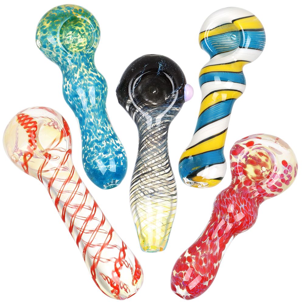 20CT BUNDLE - All Mixed Up Glass Spoon Pipe - 3.5" / Assorted Colors and Styles