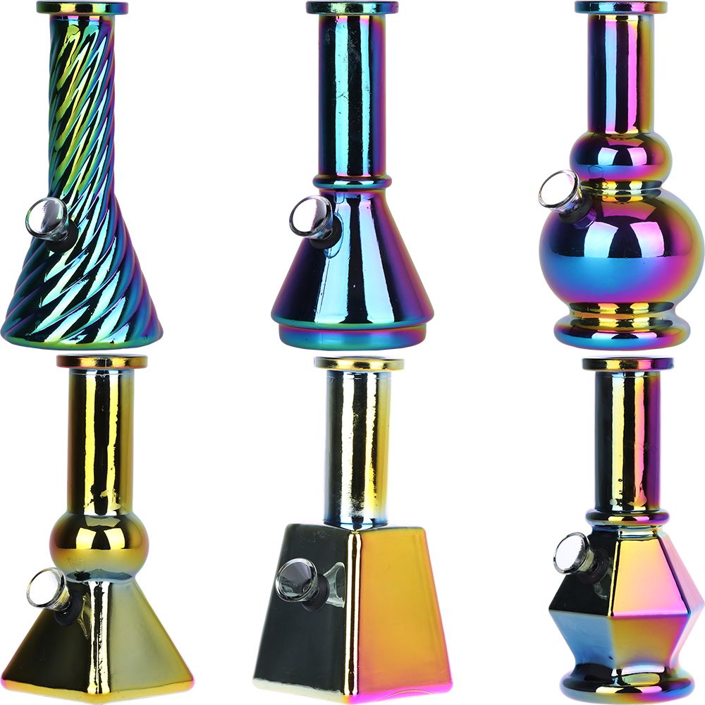 SeshGear Glass Mini Water Pipe | 6" | Grommet | Assorted Styles | 6ct Display