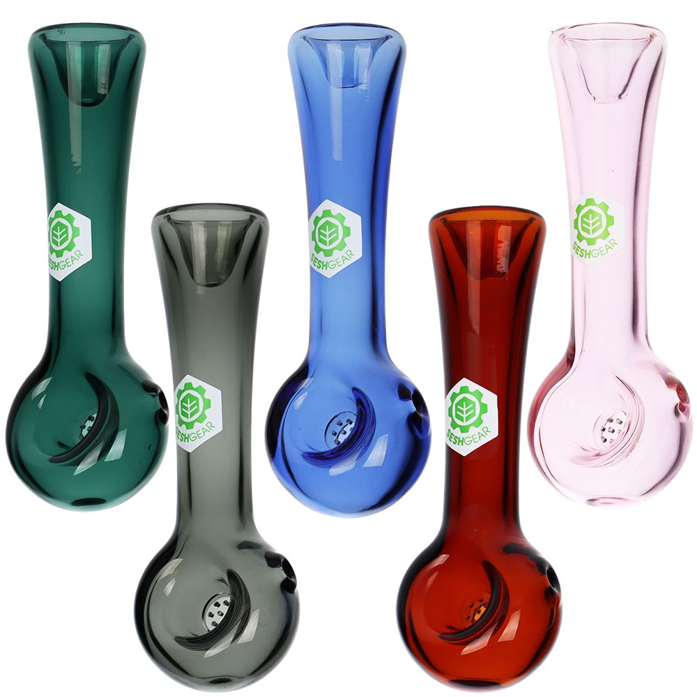 5CT BUNDLE - SeshGear Honeycomb Glass Spoon Pipe - 4.25" / Assorted Colors