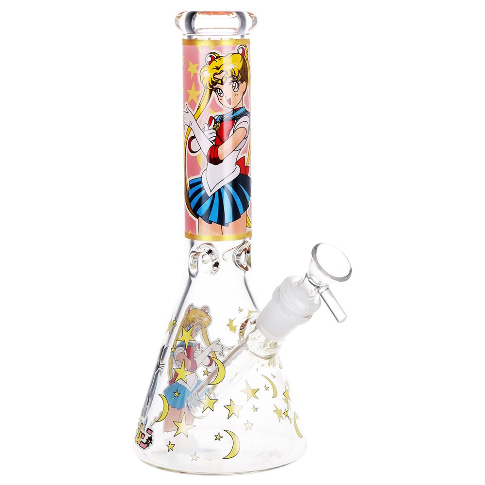 Japanese Animation Girl Beaker Glass Water Pipe - 10" / 14mm F
