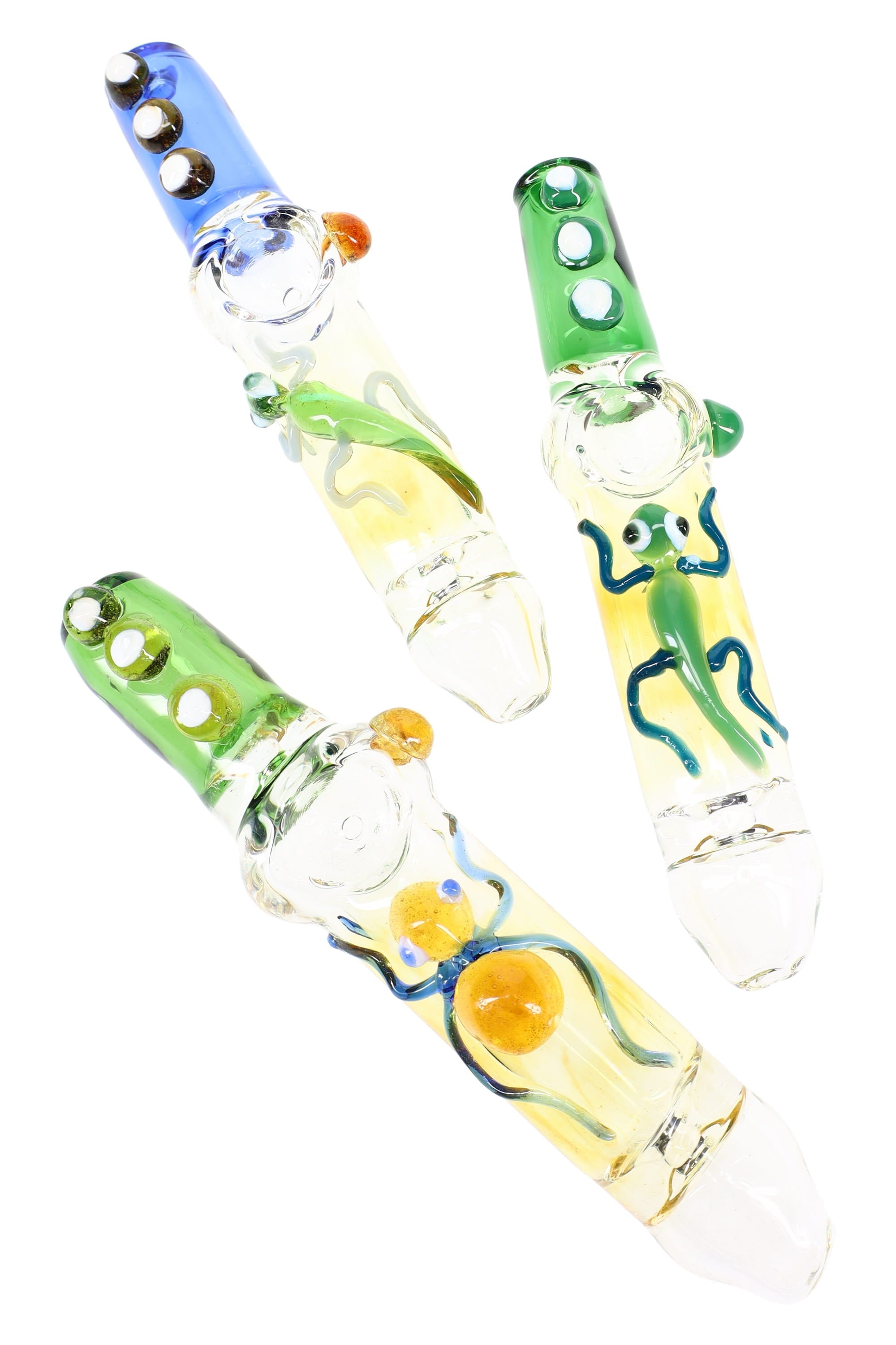 Color Changing Glass Critter Steamroller “Gecko Glide” – 7″ – Assorted Colors