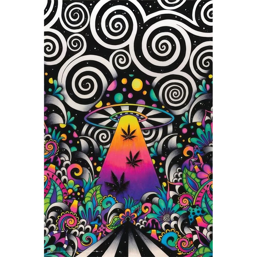 Brizland by Brizbazaar UFO Tractor Beam Non-Flocked Black Light Poster