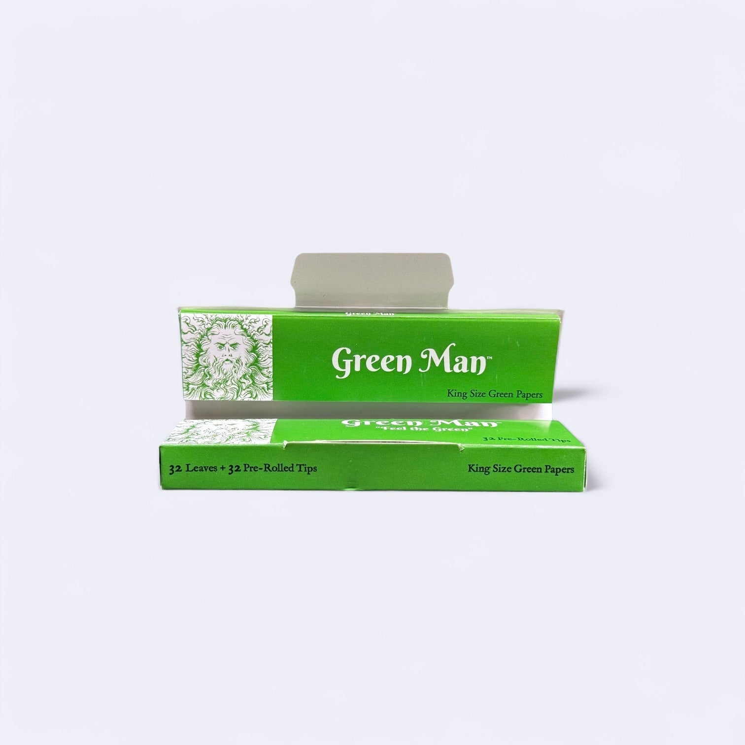 Green Man King Size Green Rice Papers with Pre-Rolled Tips