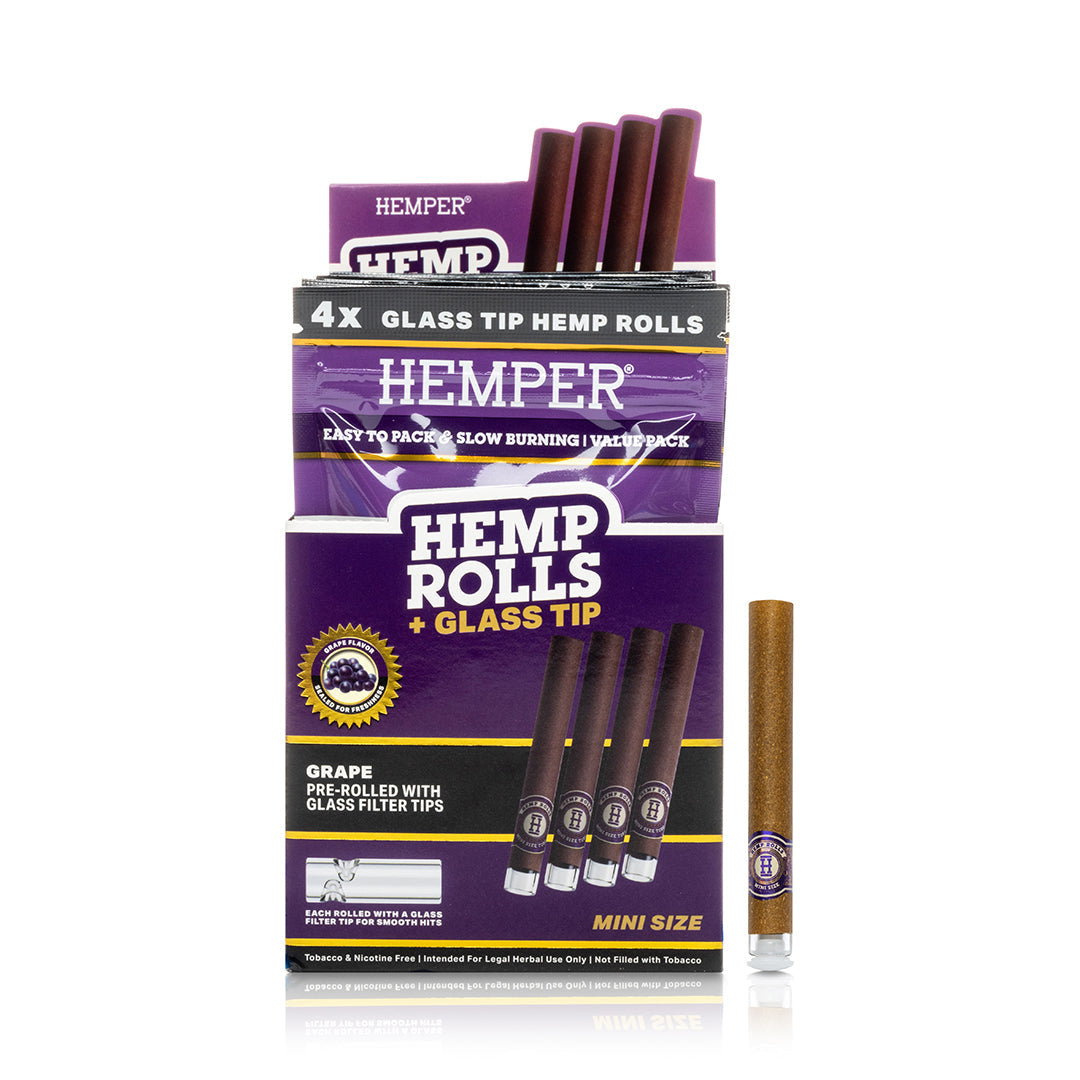 Pre-Rolled Mini Size Glass Tipped Hemp Rolls | 4PK