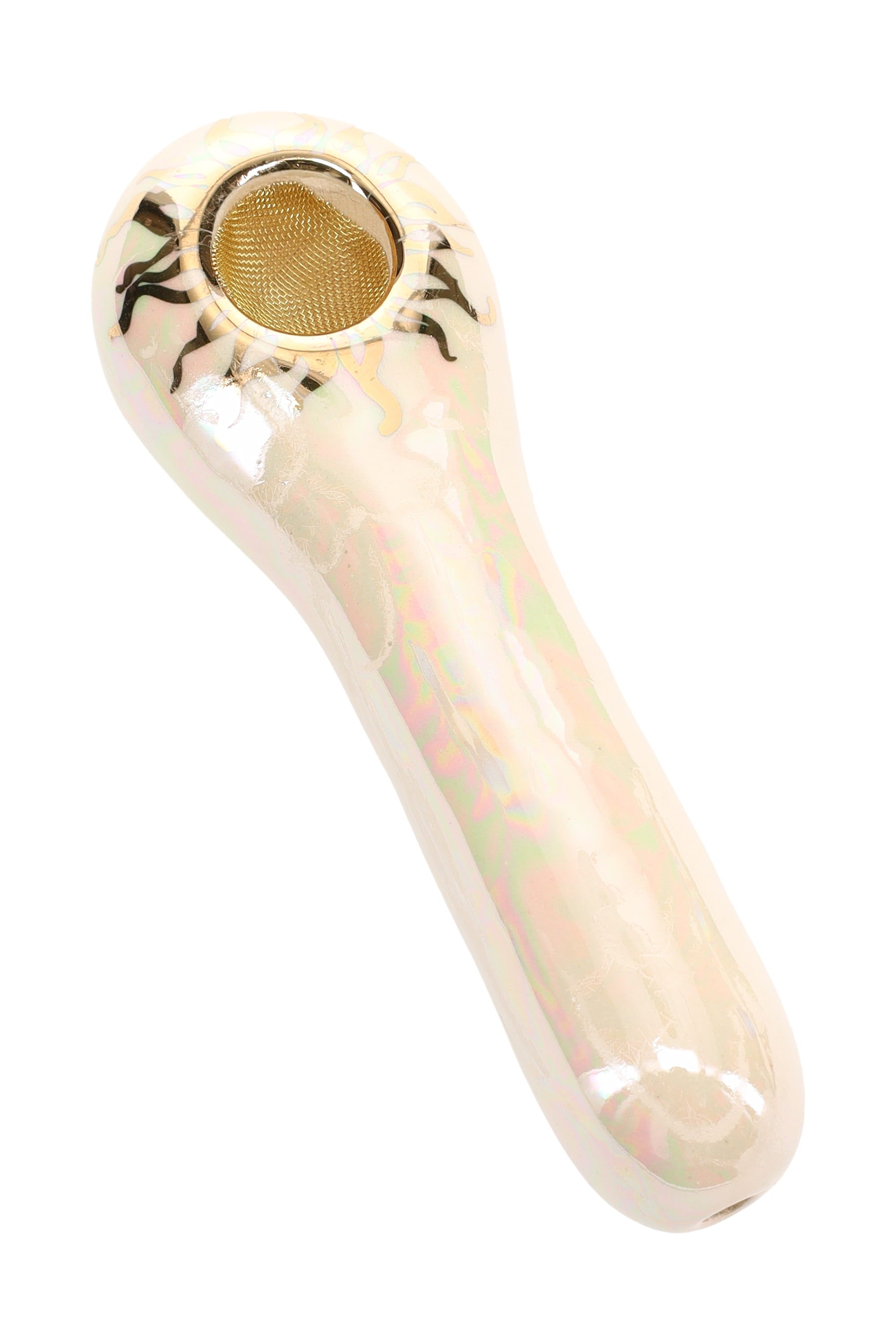 Ancient Creations Ceramics 4″ Ceramic Spoon Hand Pipe – Brass Screen – US-Made