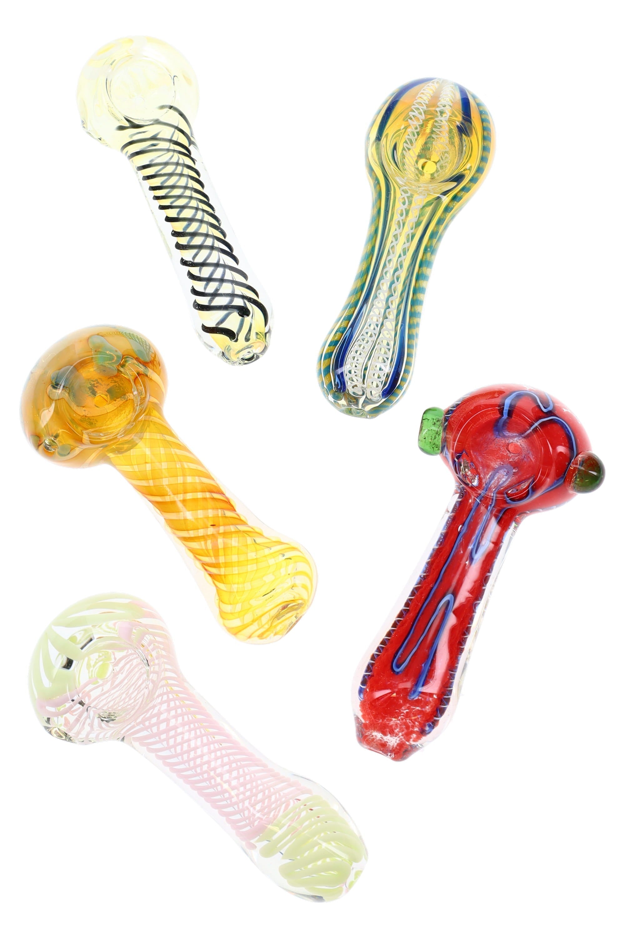 Colorful Glass Spoon Pipe “Grab Bag” – 4″–4.5″ – Assorted