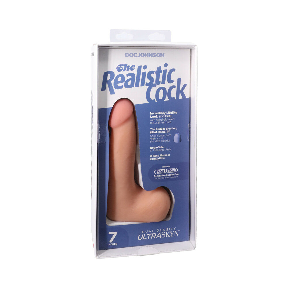 The Realistic Cock 7 in. ULTRASKYN Vac-U-Lock Dildo with Balls Vanilla