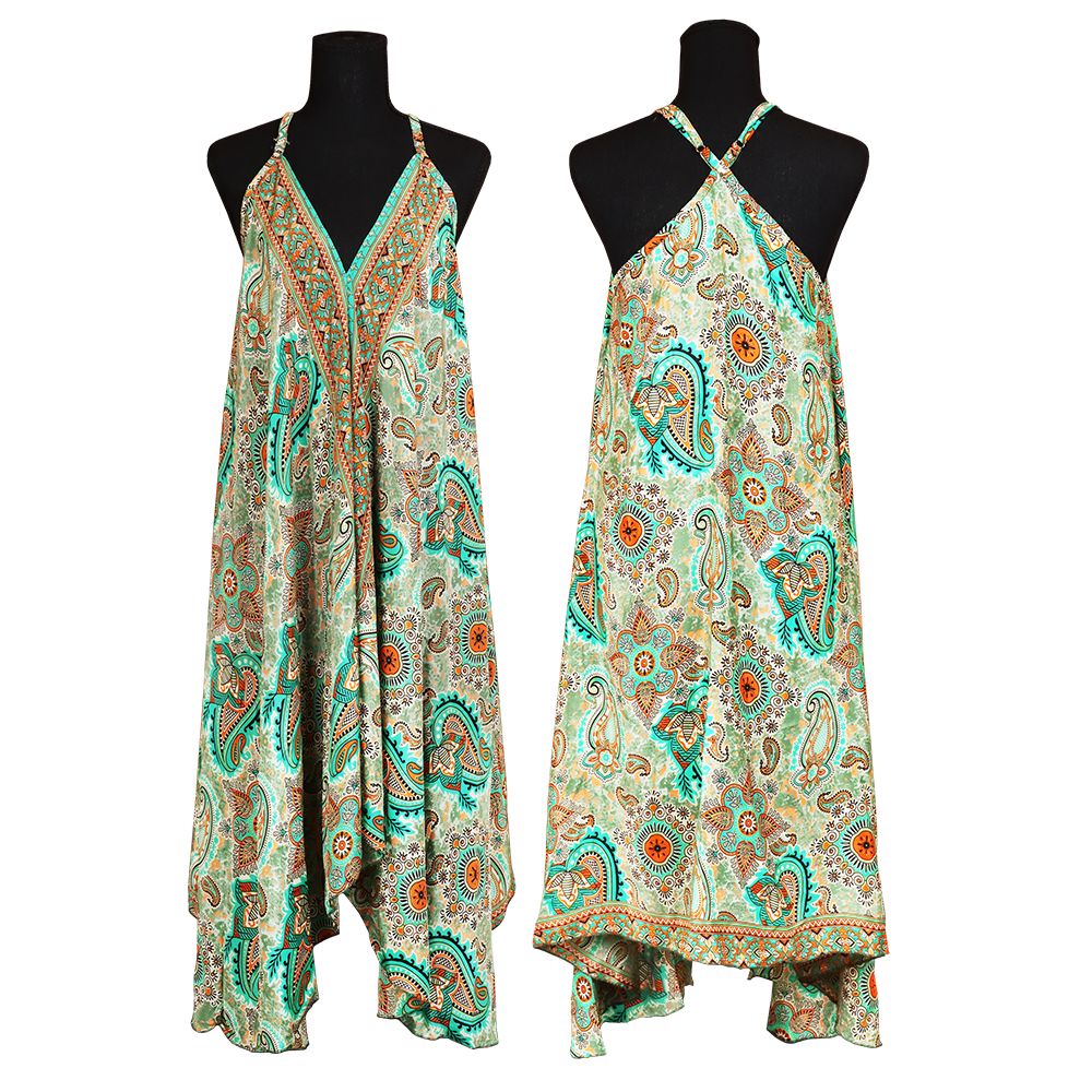 Halter Top Silk Full Length Dress - One Size / Styles Vary