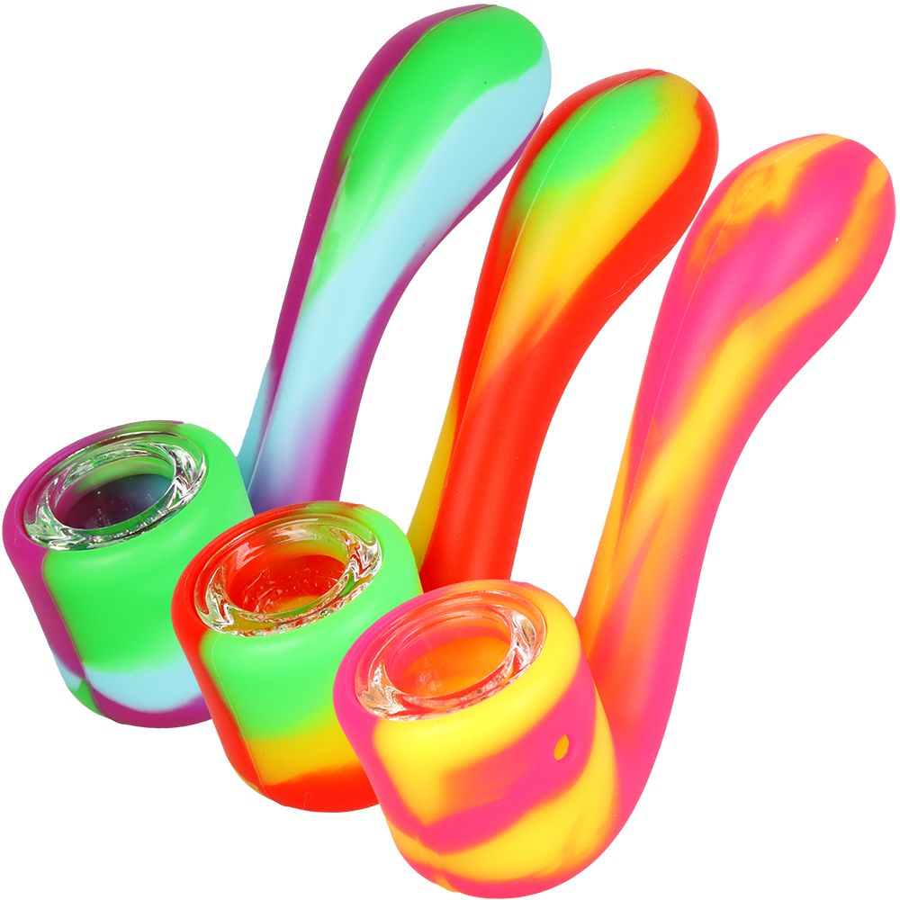 10CT BUNDLE - Silicone Mini Sherlock Hand Pipe - 4.5" / Assorted Colors