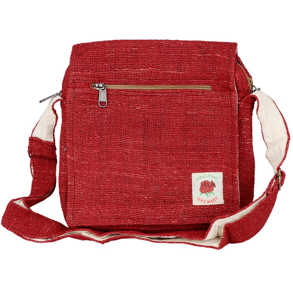 Himalayan Hemp Messenger Shoulder Bag - 10" x 11" / Colors Vary
