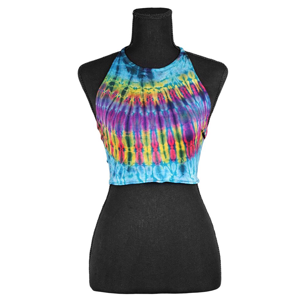 Tie Dye Cropped Halter Tied Top - One Size