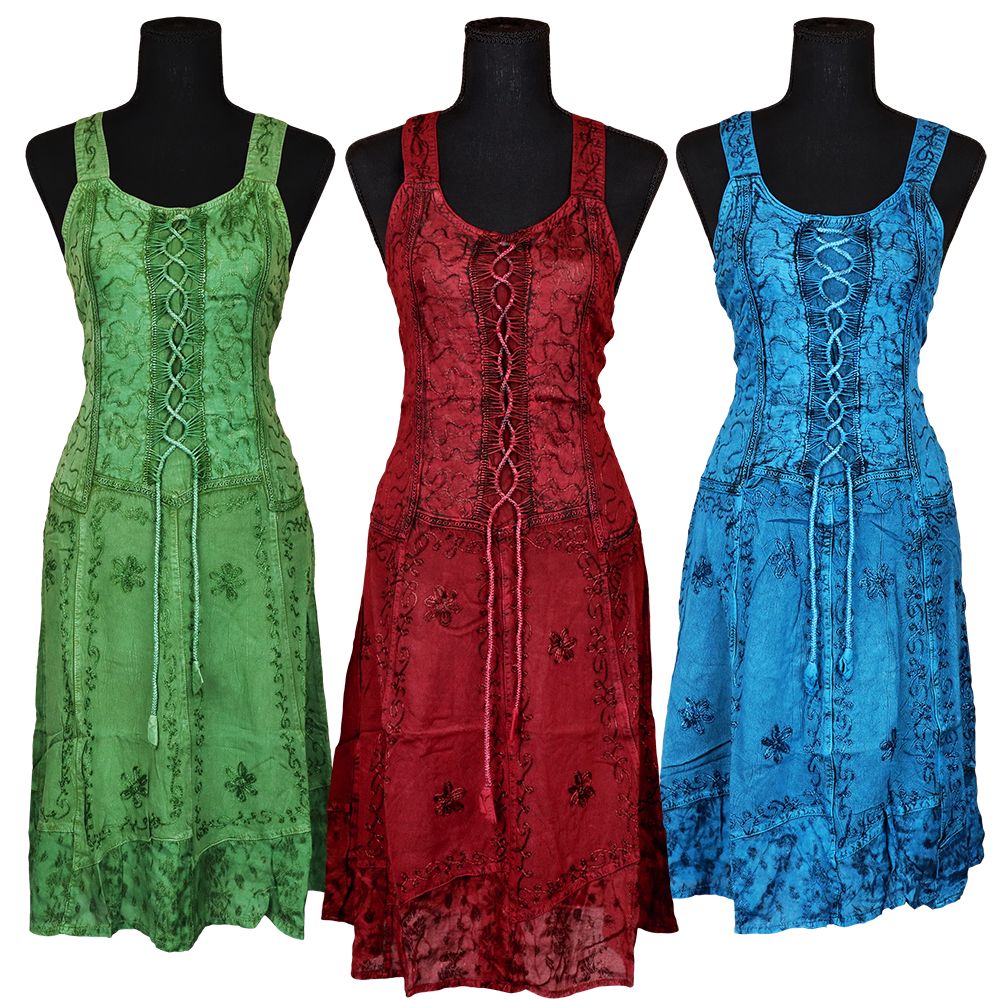 Tie-Front Stonewashed Tank Top Dress - One Size / 33.25" / Colors Vary