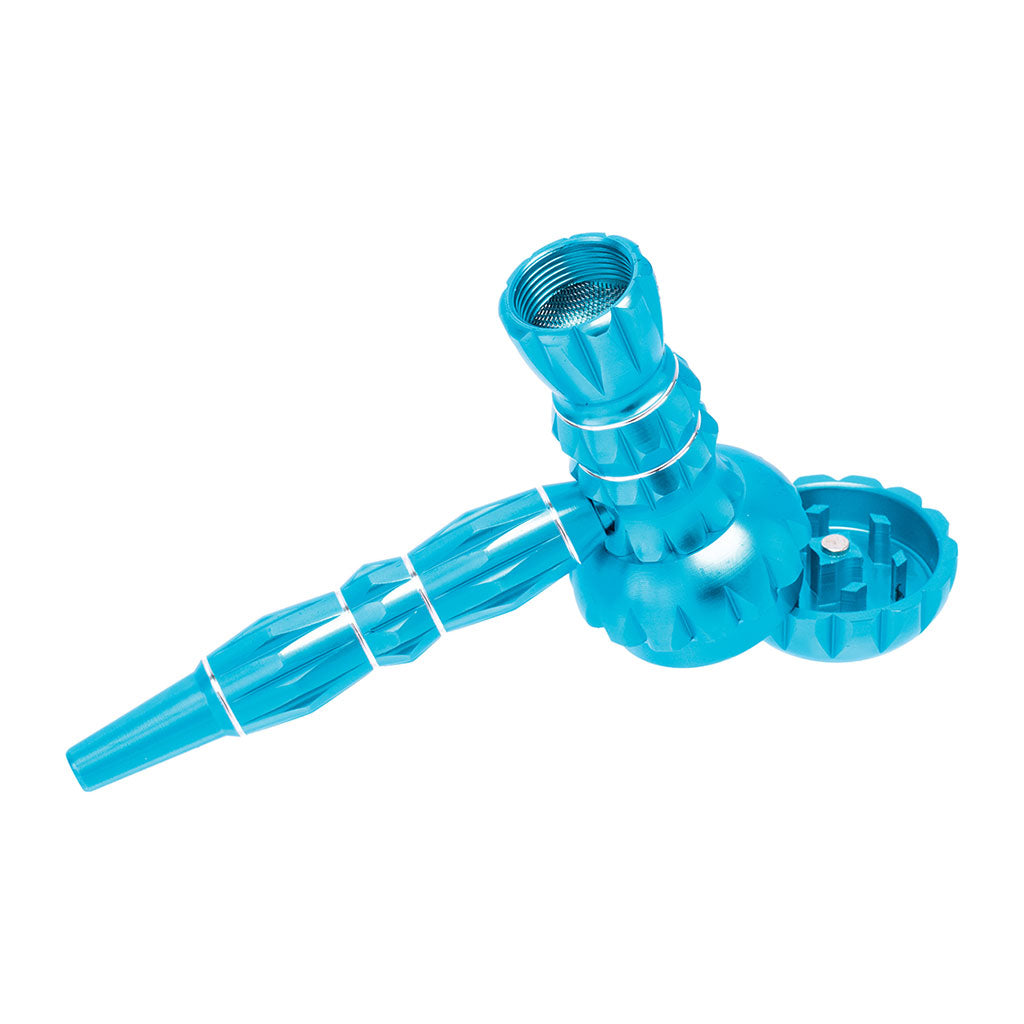 ALUMINUM RIBBED SMOKING PIPE WITH GRINDER