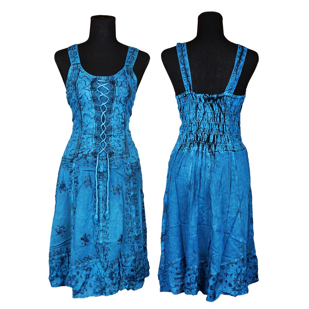 Tie-Front Stonewashed Tank Top Dress - One Size / 33.25" / Colors Vary