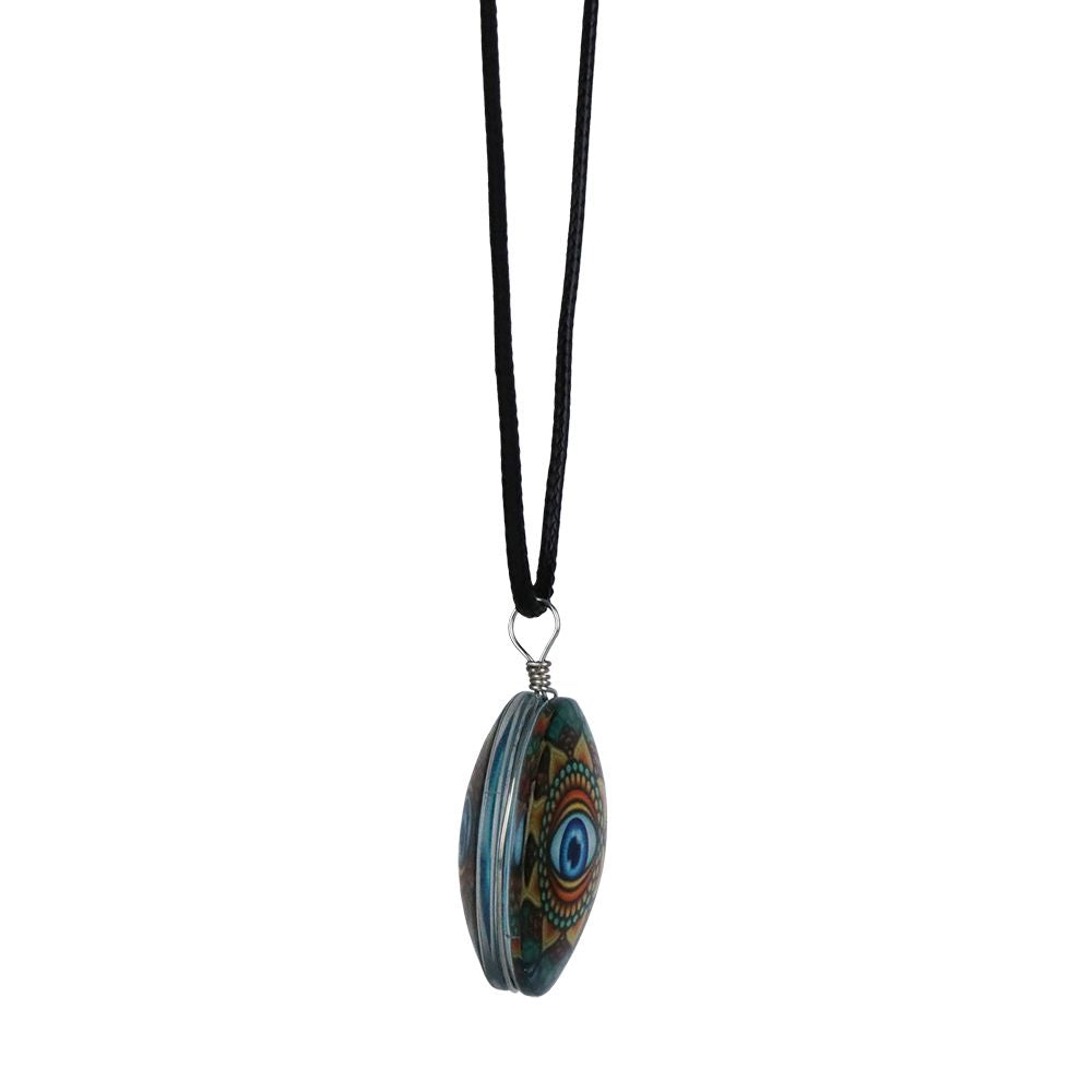 Eye Mandala Round Glass Pendant Necklace - 18" / Designs Vary