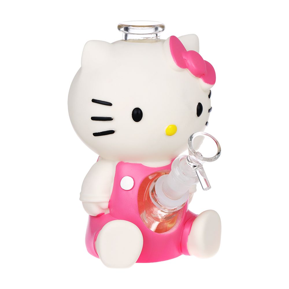 3CT BUNDLE - Cutest Kitty Glass & Vinyl Water Pipe - 7" / 14mm F