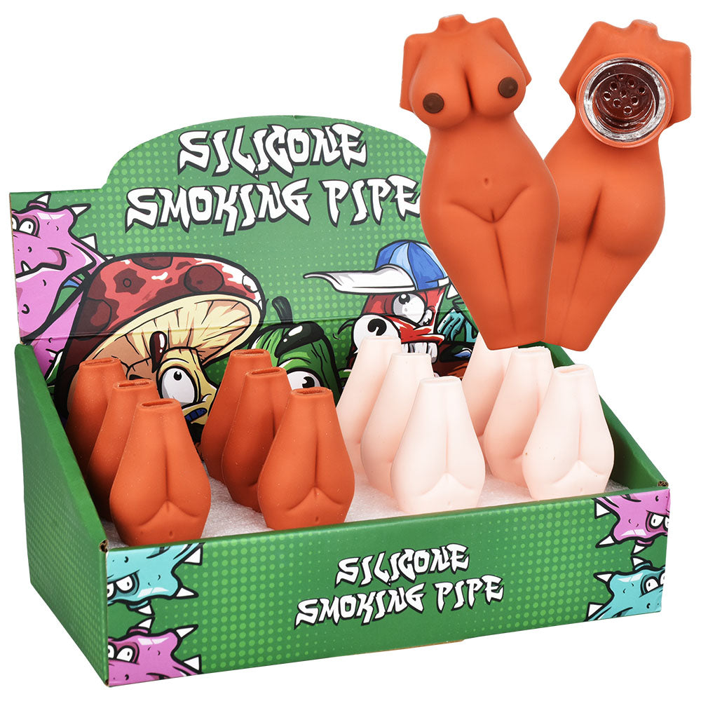 Voluptuous Naked Body Silicone Hand Pipe - 3" / 12pcs