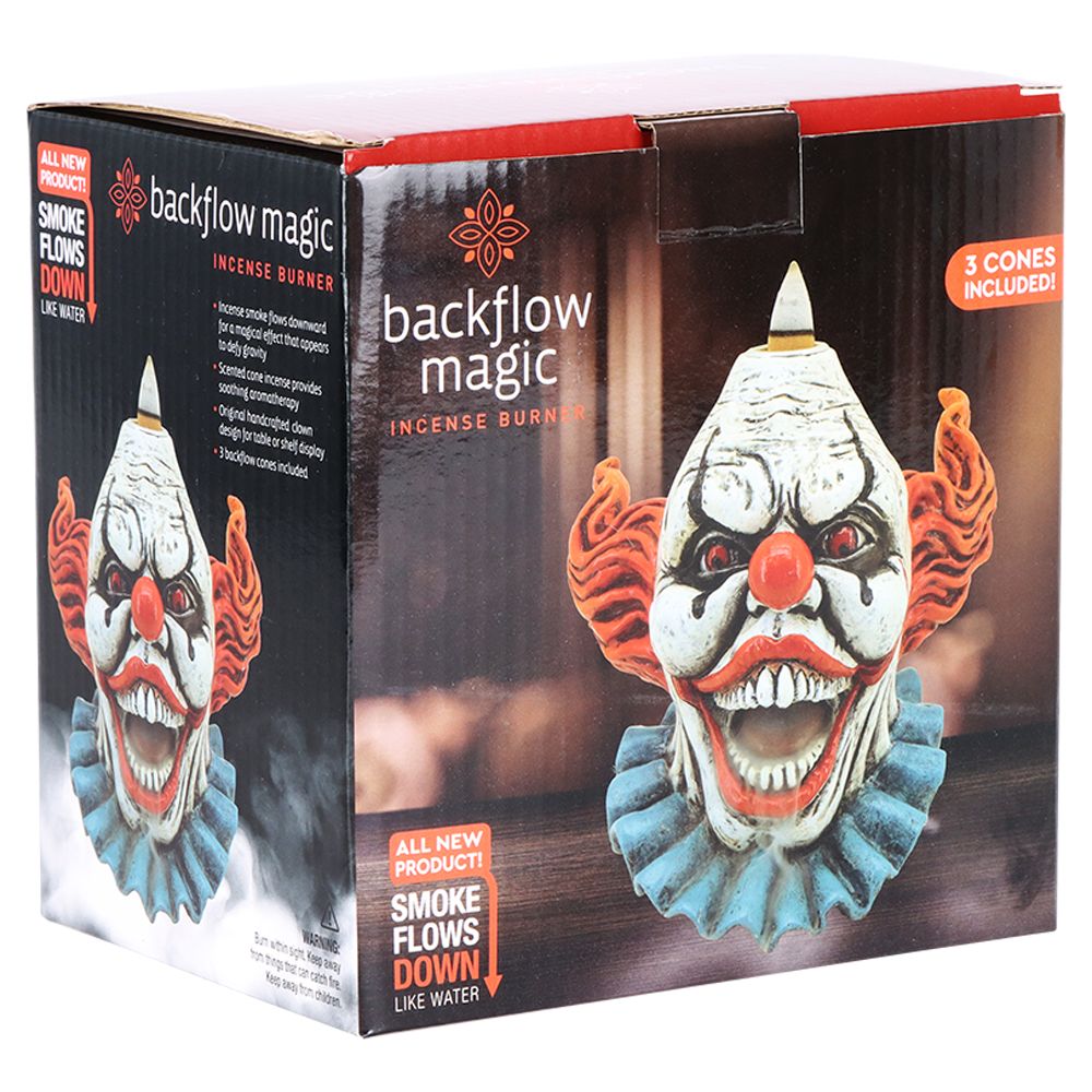 Scary Clown Polyresin Backflow Incense Burner - 5"