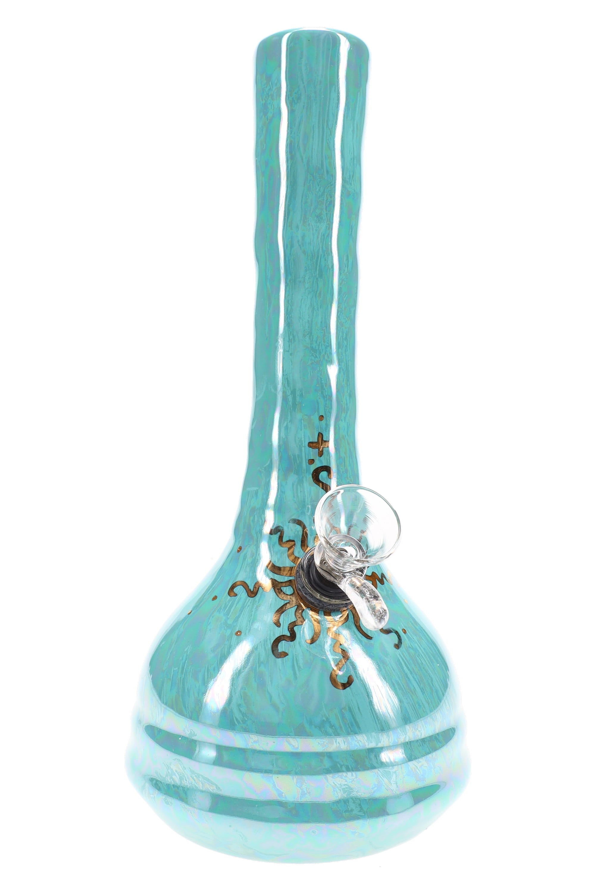 Ancient Creations 9″ Gold Sunburst Ceramic Beaker Bong