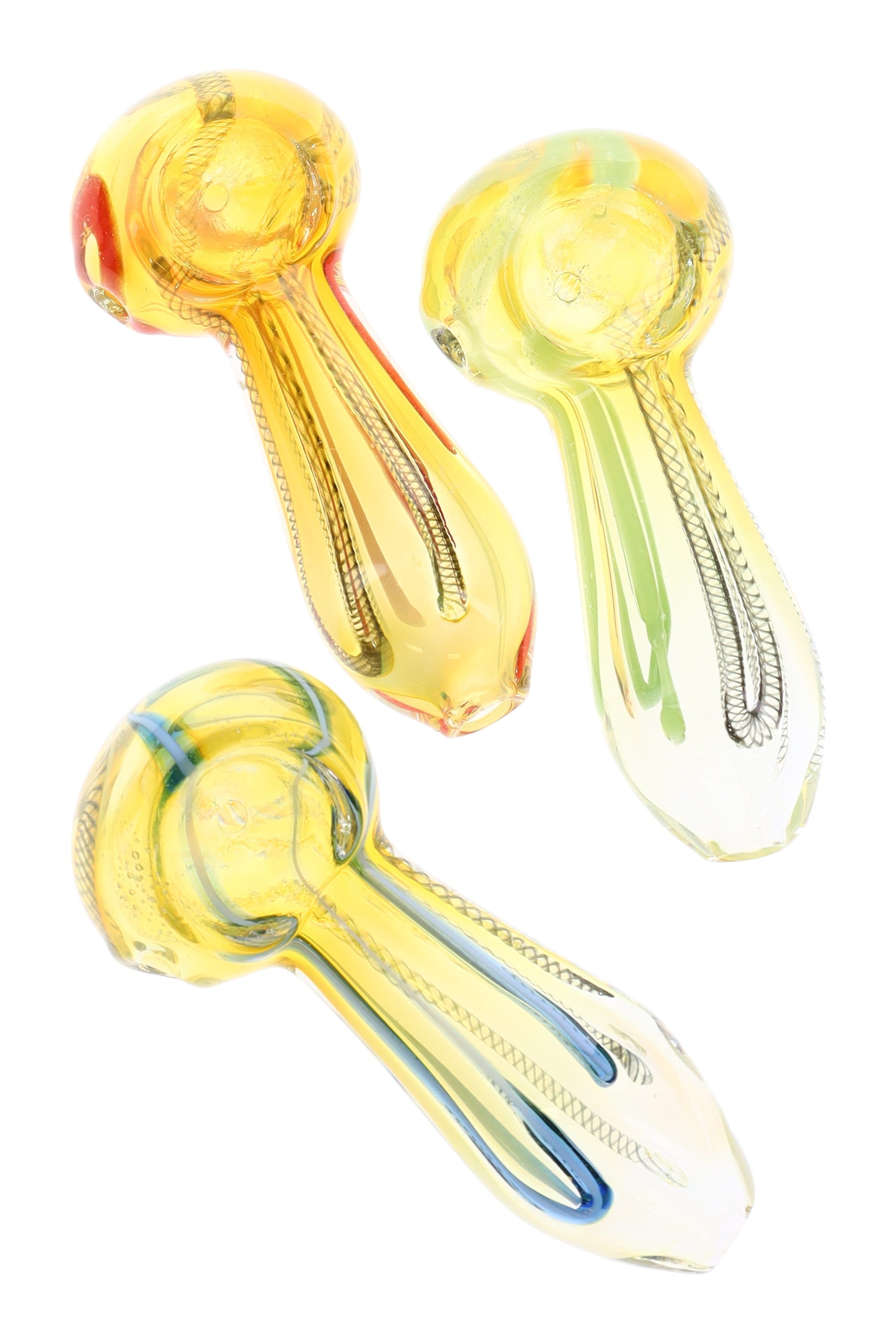 Color-Changing Striped Glass Spoon Pipe “Solar Stripes” – 3″ – Assorted Colors