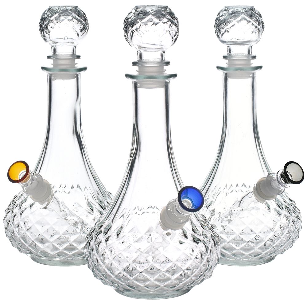 Vintage Decanter Style Glass Bong w/ Cap - 8.25"/ Long Neck