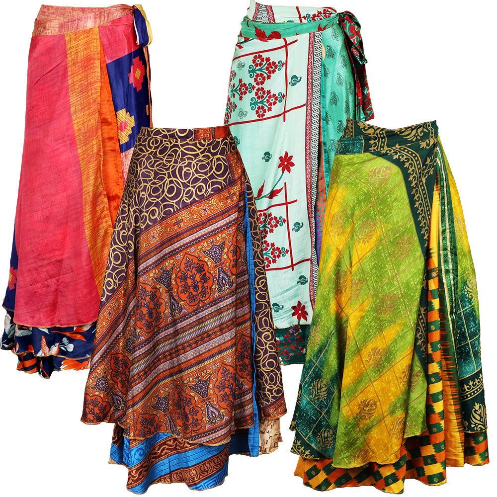 Silk Wrap Skirt - One Size / 36" / Designs Vary