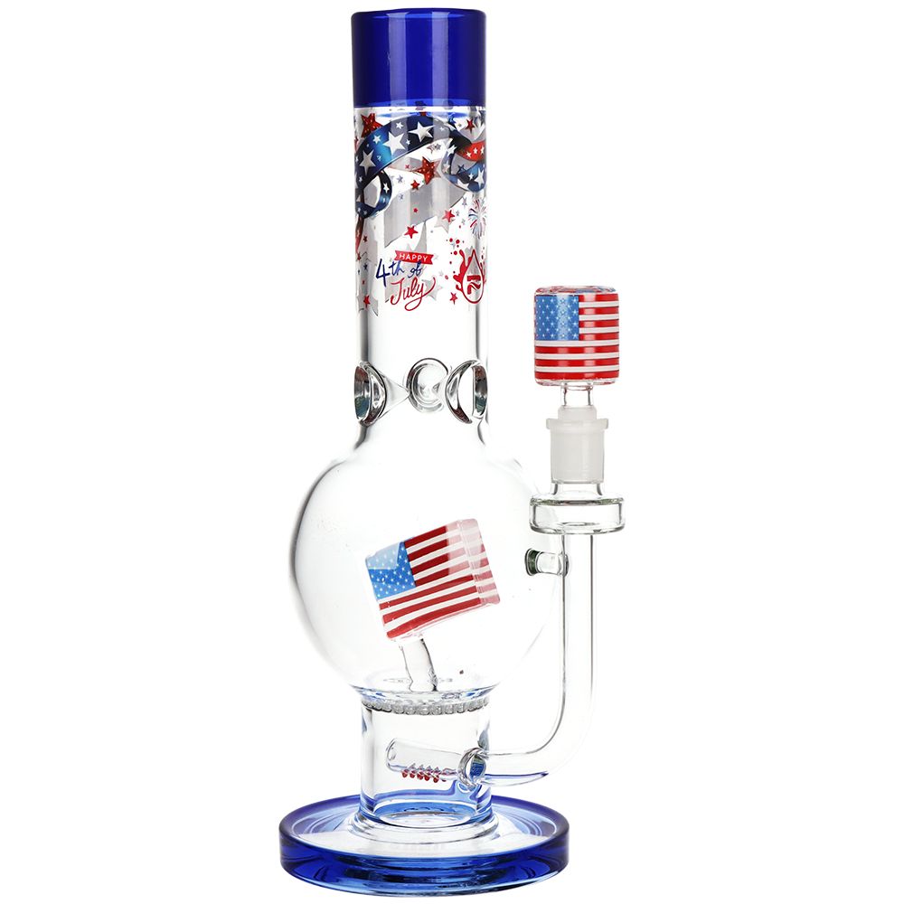Pulsar American Flag Celebration Bubble Base Glass Water Pipe - 13" / 14mm F
