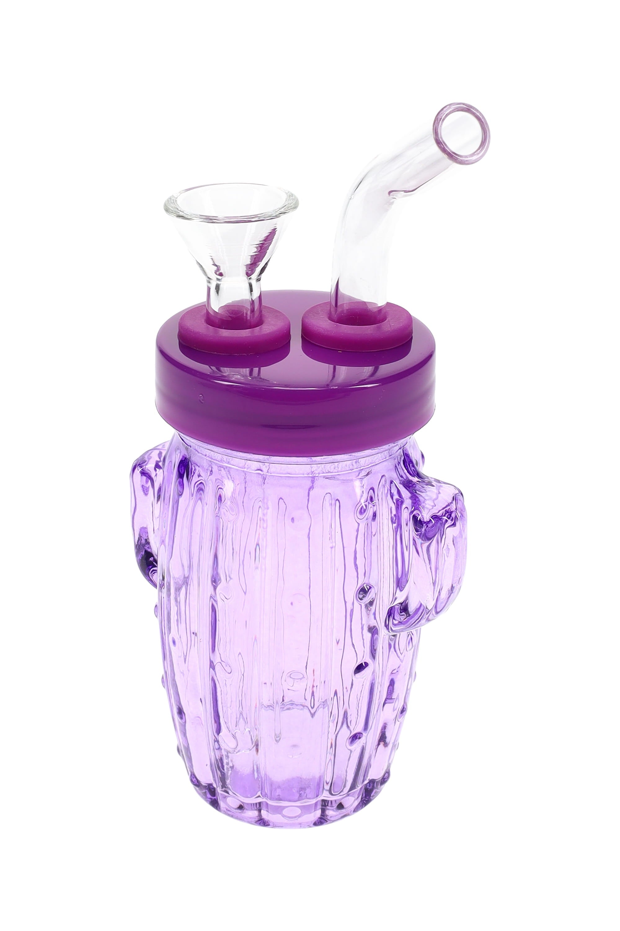 Colored Glass Cactus Water Pipe “Desert Sipper” – 3.5″