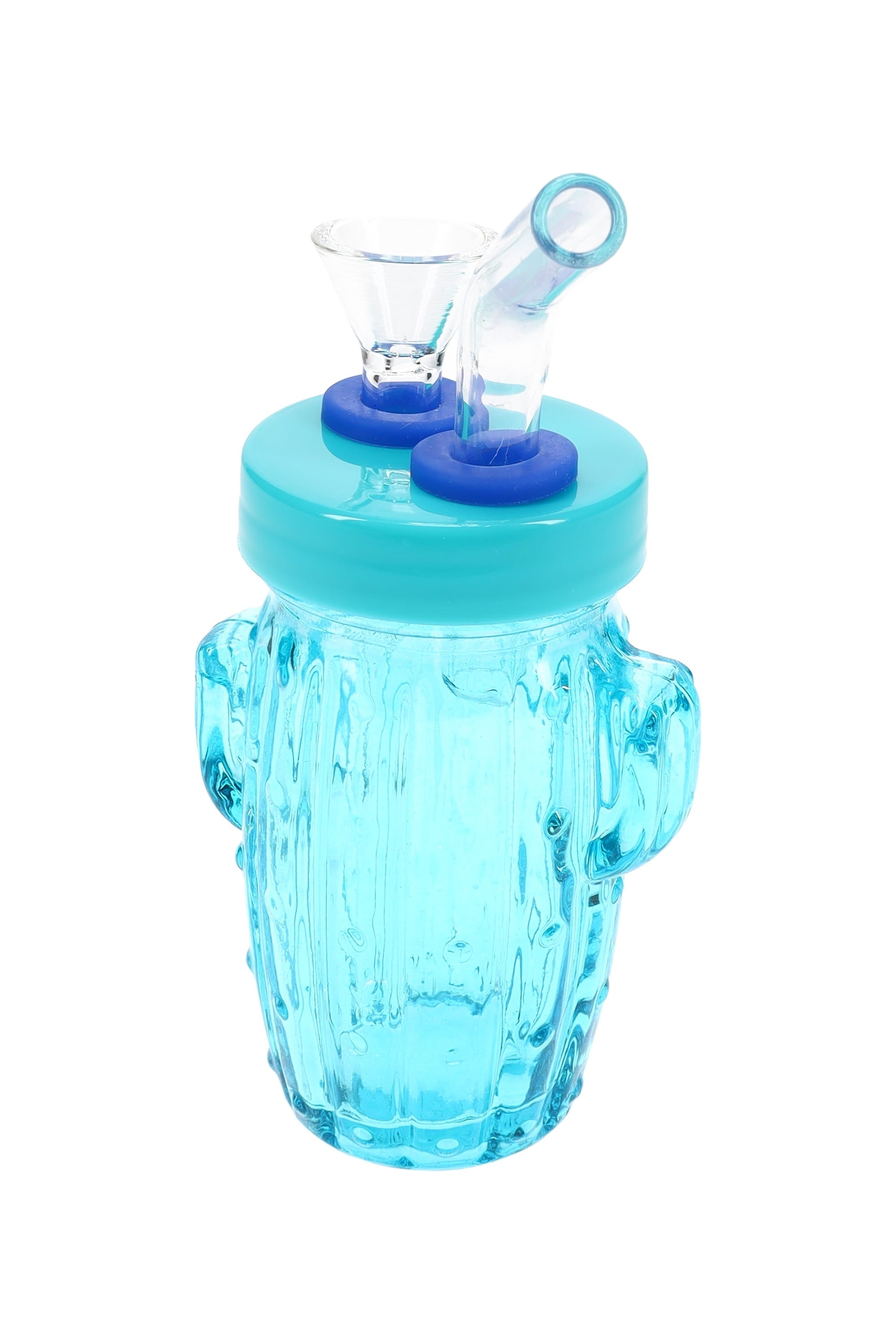 Colored Glass Cactus Water Pipe “Desert Sipper” – 3.5″