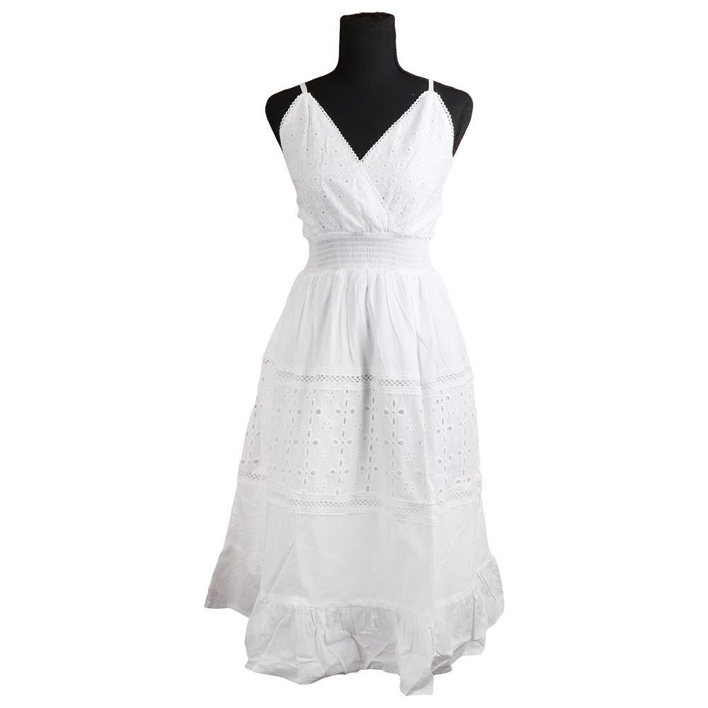 Spaghetti Strapped White Cotton Dress - One Size