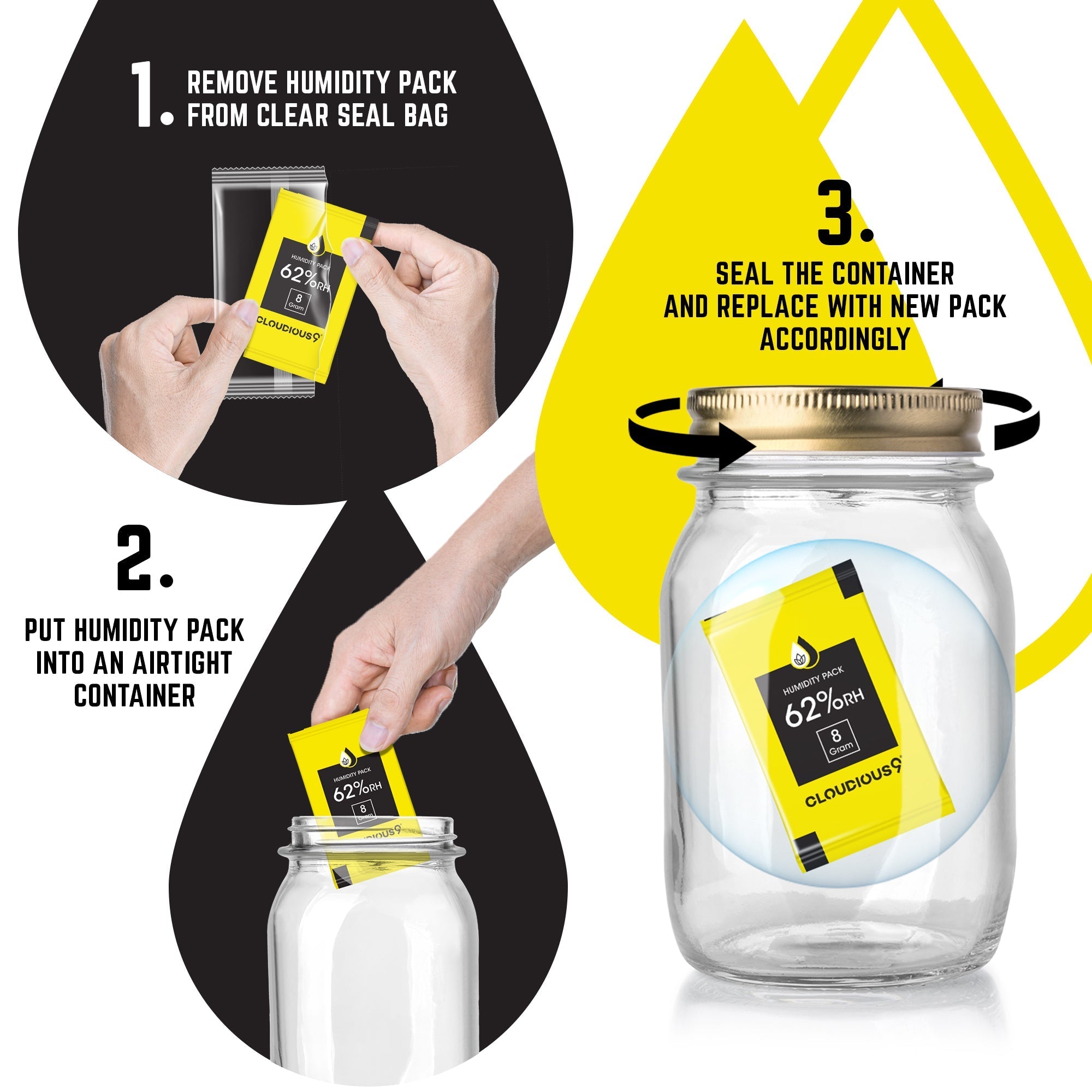 Cloudious 9 62% 2-Way Humidity Pack Regulator - 12 Count