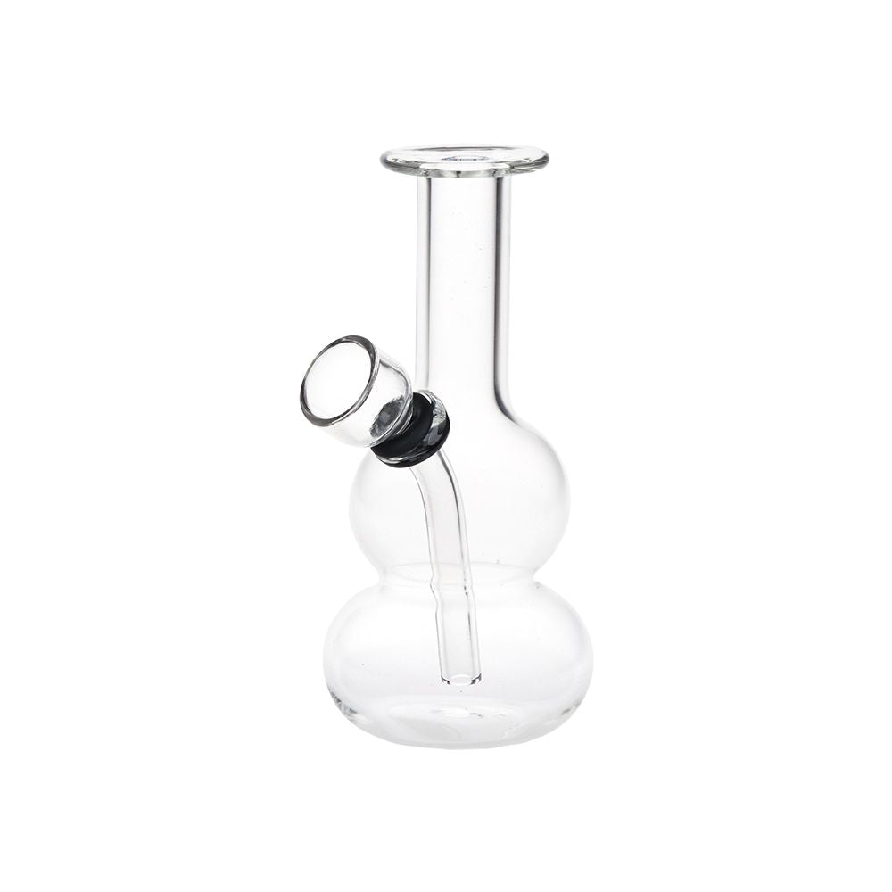 Itty Bitty Double Bubble Glass Water Pipe - 4.75" / Clear