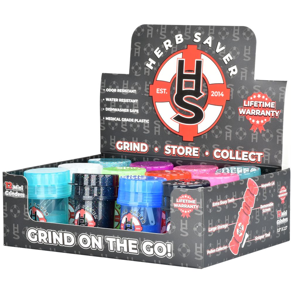 HerbSaver Mini Grinder - 2.5" x 1.5" / 4pc / 12ct