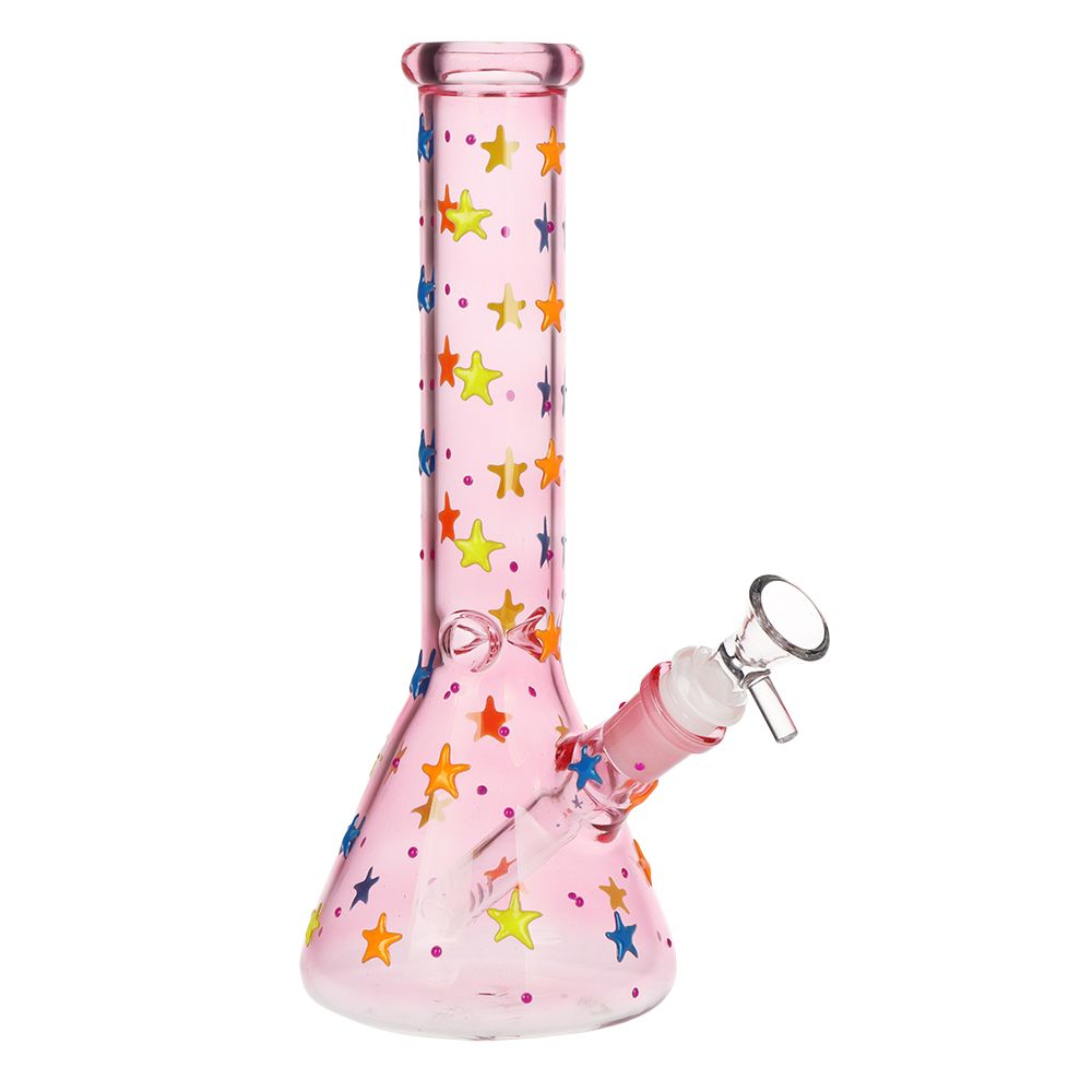 3CT BUNDLE - SeshGear Shining Star Beaker Glass Water Pipe - 10" / 14mm F / Assorted Colors