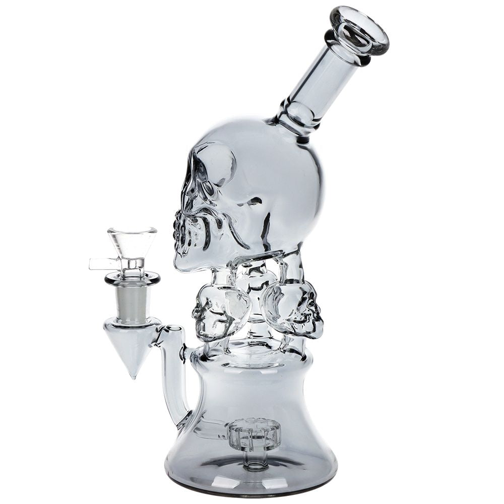 SeshGear Stacked Skulls Electroplated Glass Water Pipe - 9"