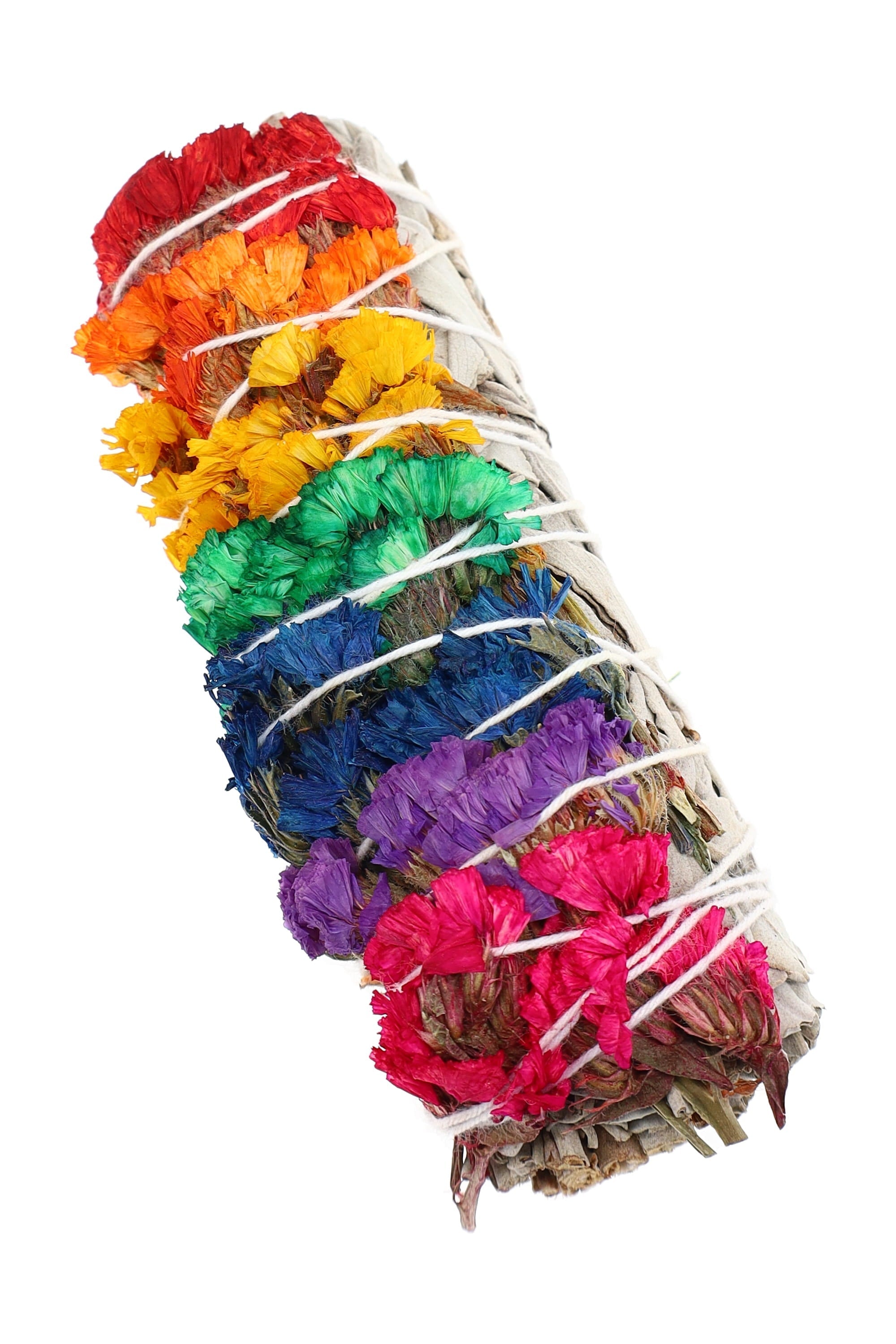 4″ White Sage Smudge Bundle – Assorted Floral Wraps