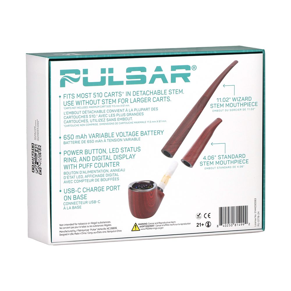 Pulsar 510 DL Wizard Pipe Variable Voltage Cartridge Vape | 650mAh