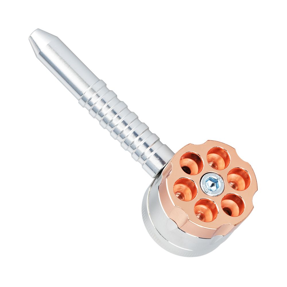 Six Shooter Aluminum Hand Pipe + Grinder - 4.5" 12ct