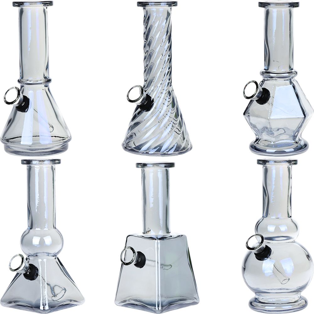 SeshGear Glass Mini Water Pipe | 6" | Grommet | Assorted Styles | 6ct Display