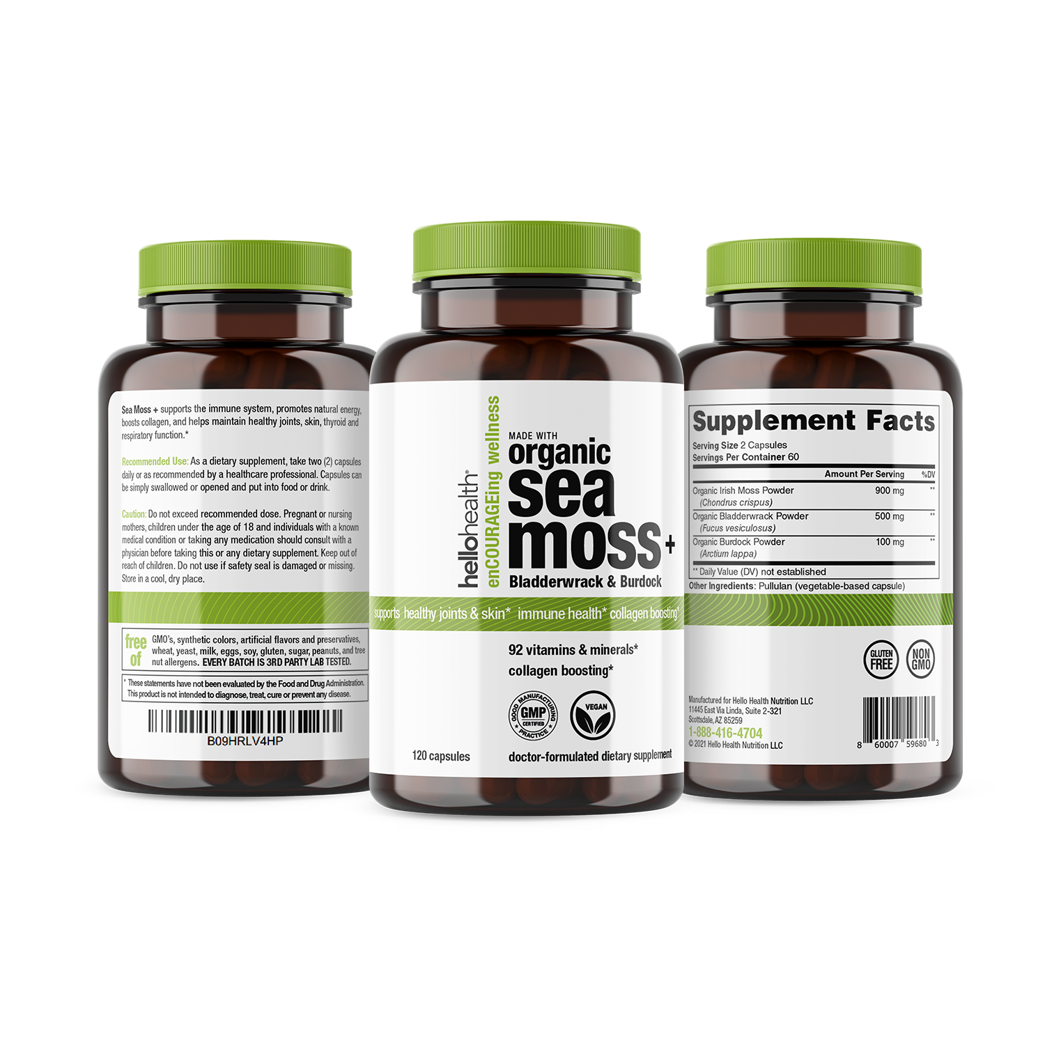 Organic Irish Sea Moss Capsules with Burdock Root & Bladderwrack